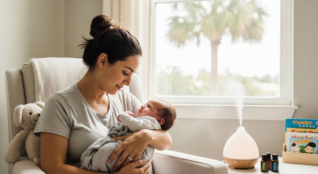 New mom in Tampa soothing irritable baby naturally